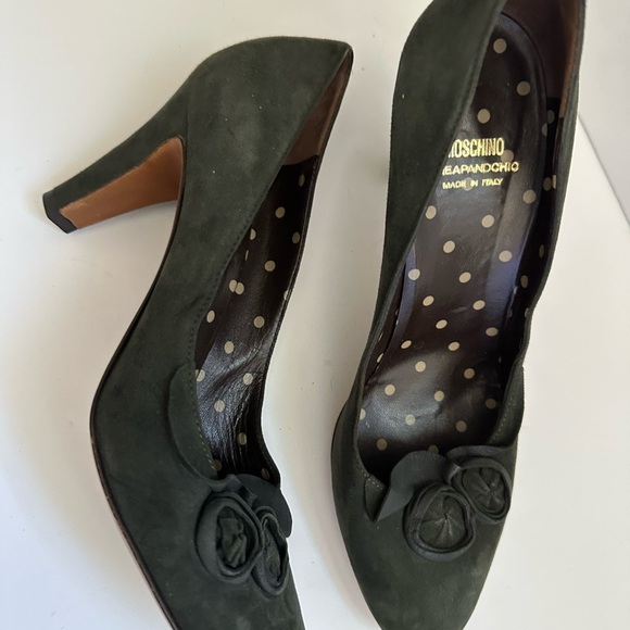 Moschino Genuine Suede High Heels Green Made in Italy Sz 40, 9.5. Comfort, Boho - Picture 8 of 8